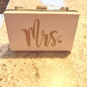 White and Gold 'Mrs.' Clutch